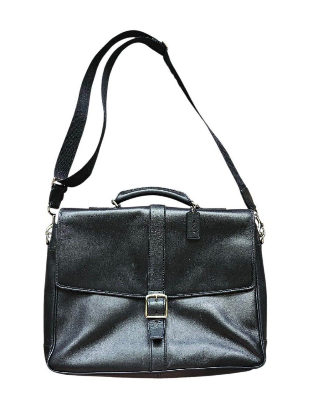Coach Lexington Flap Business Brief F71073 Black Leather Laptop Bag